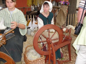 Sheep turn out to be useful as their wool can be brushed and spun into thread on the spinning wheel.