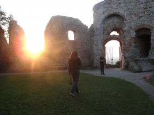 We saw the beautiful sunset from the castle on the hill.