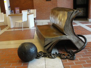 A bench at the British Library