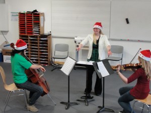 We played with our hats on in orchestra class!